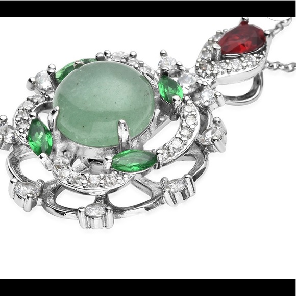 Green Aventurine & Simulated Gemstone Spinner Pendant - Picture 2 of 5